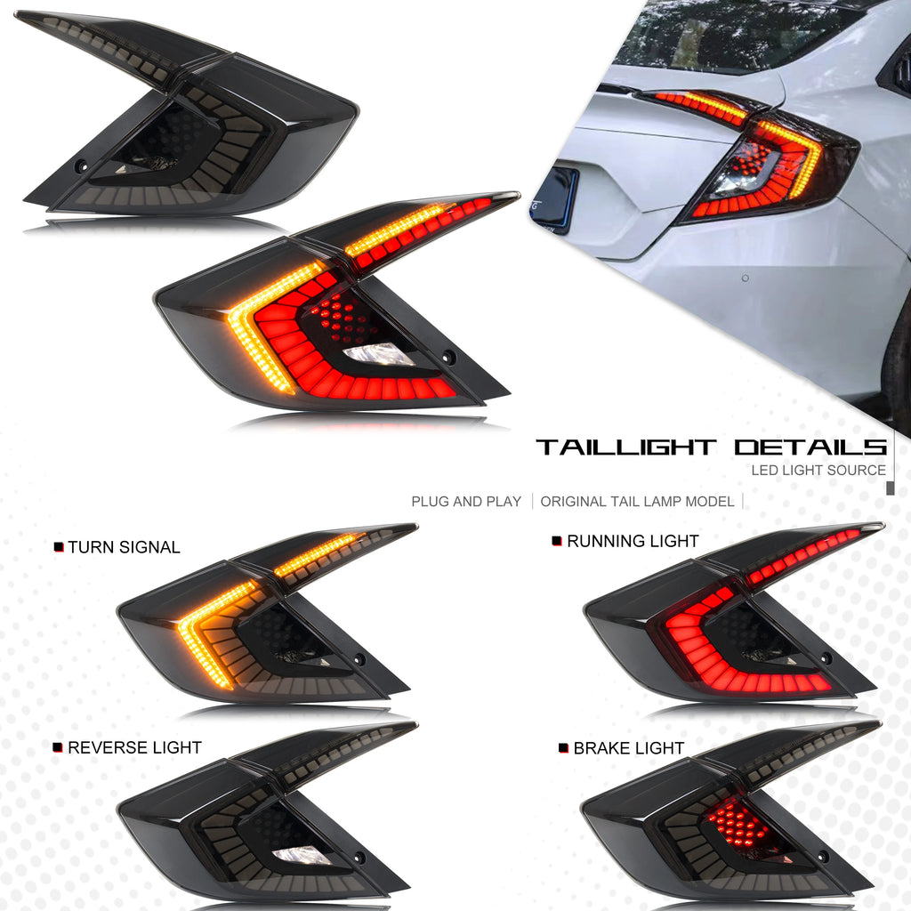 2016-2021 Honda Civic LED Tail Lights – 10th Gen Sequential Turn Signal