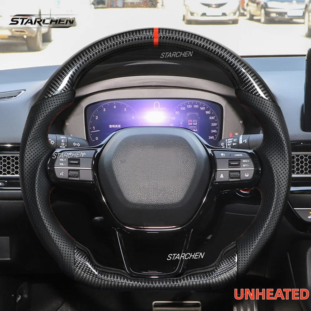 Carbon Fiber Steering Wheel for Honda Civic 2022–2027 & Acura Integra 2023–2027 – Red Stitching