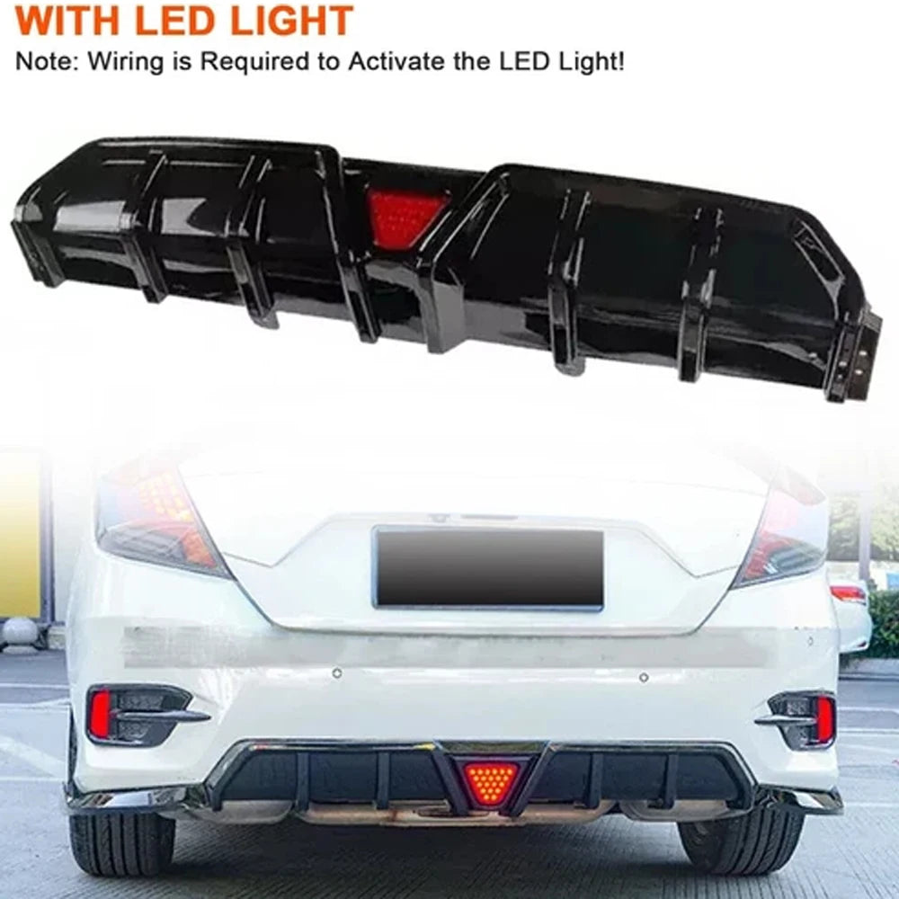 2016-2021 Honda Civic Rear Diffuser & Splitters  – 10th Gen Civic Rear Diffuser, Third Brake Light, & Splitters